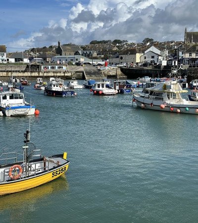 Porthleven Harbour in Helston, England